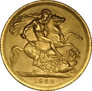 1968 Gold Sovereign Coin Elizabeth II Young Head