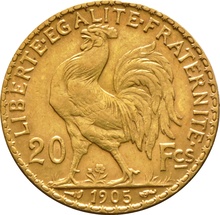 French 20 Francs Gold Coin Marianne Rooster Original 1899 1906