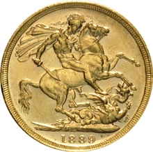 1889 Gold Sovereign Coin Queen Victoria Jubilee Head Melbourne PCGS AU58