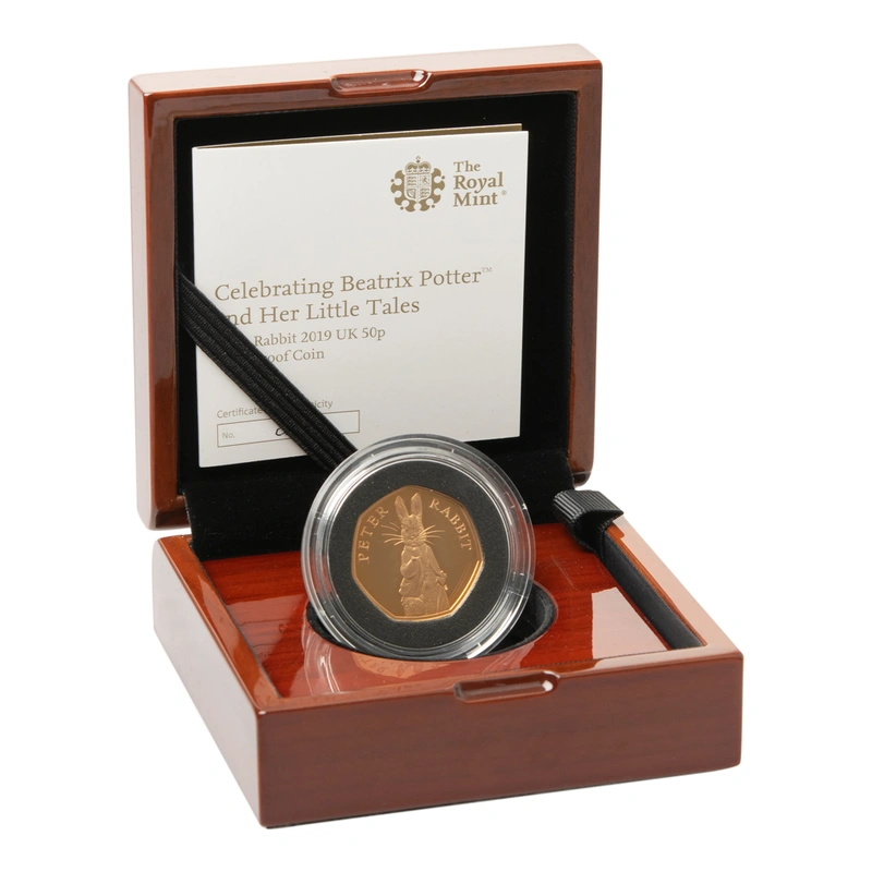 2019 Peter Rabbit Fifty Pence 50p Proof Gold Coin Boxed