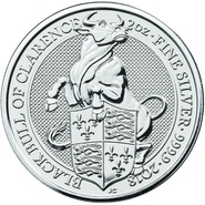 2oz Silver Coin, Black Bull of Clarence - Queen's Beast 2018