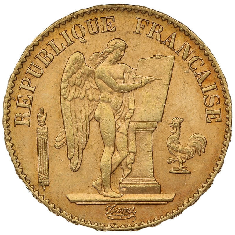 1896 French 20 Francs Gold Coin Guardian Angel A