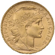 1903 French 20 Francs Gold Coin Marianne Rooster