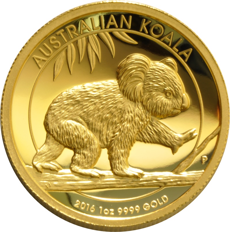2016 High Relief Proof Australian Koala Gold Nugget Coin 1oz