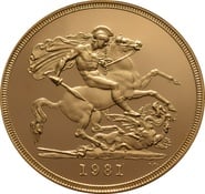 1981 Proof Gold £5 Coin Quintuple Sovereign