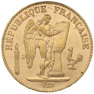 1890 French 20 Francs Gold Coin Guardian Angel A