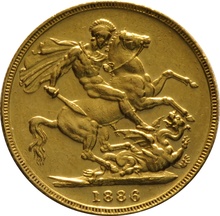 1886 Gold Sovereign Coin Queen Victoria Young Head Melbourne