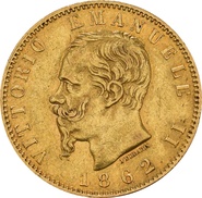 Italian 20 Lire Gold Coin Emanuele II