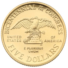 1989 Proof Bicentennial of the Congress - American Gold Commemorative $5 Boxed
