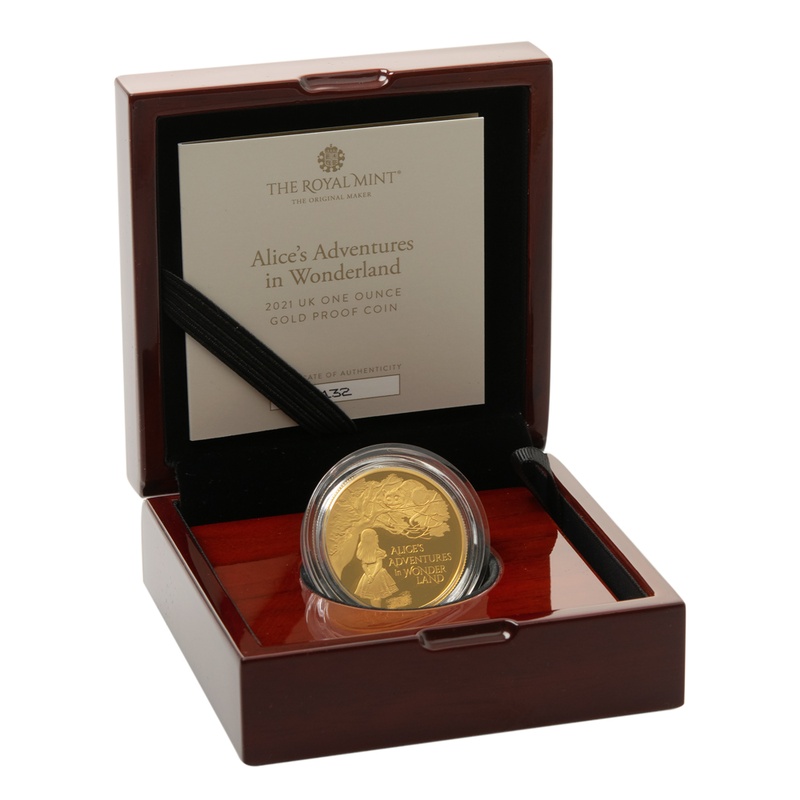 2021 1/4oz Alice's Adventures in Wonderland Proof Gold Coin Boxed