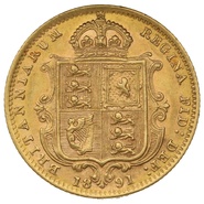 1891 Gold Half Sovereign Queen Victoria Jubilee Head Shield Back