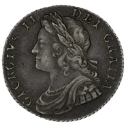 1735 Silver Shilling Coin George II