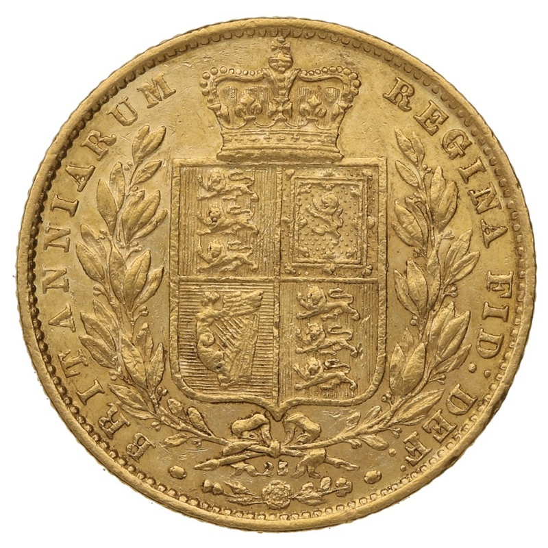 1868 Gold Sovereign - Victoria Young Head Shield Back - London