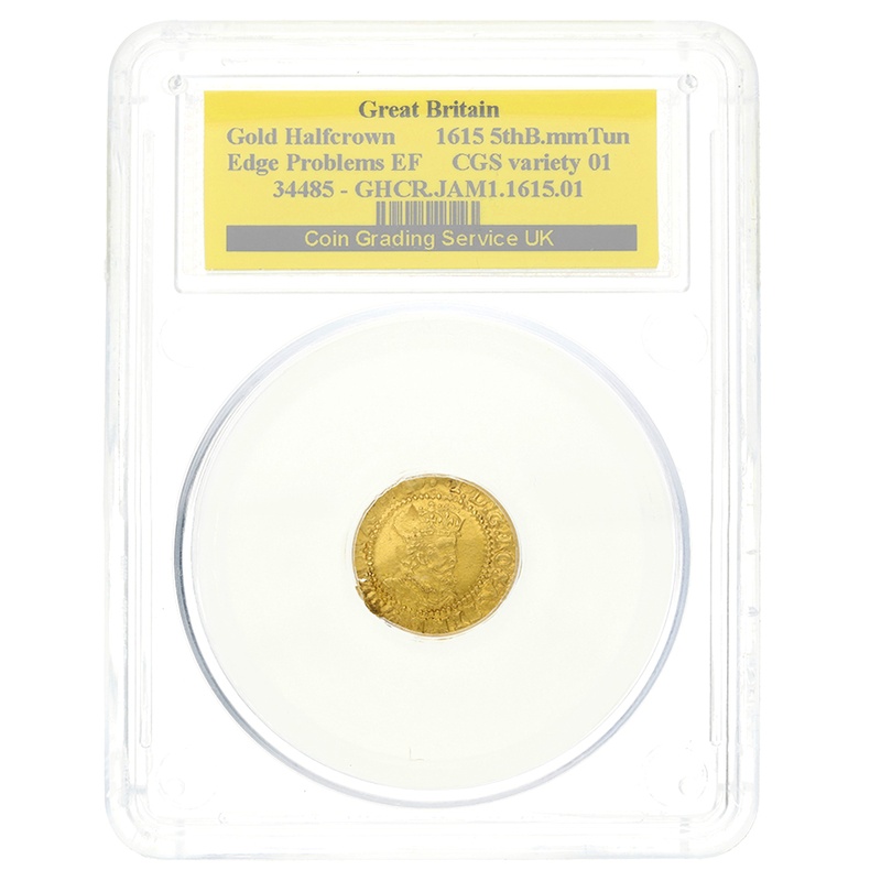 1615 James I Hammered Gold Half Crown