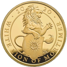 2020 1oz White Lion of Mortimer Gold Coin Queen's Beasts Proof Boxed