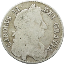 1683 Silver Half Crown Coin Charles II Fine