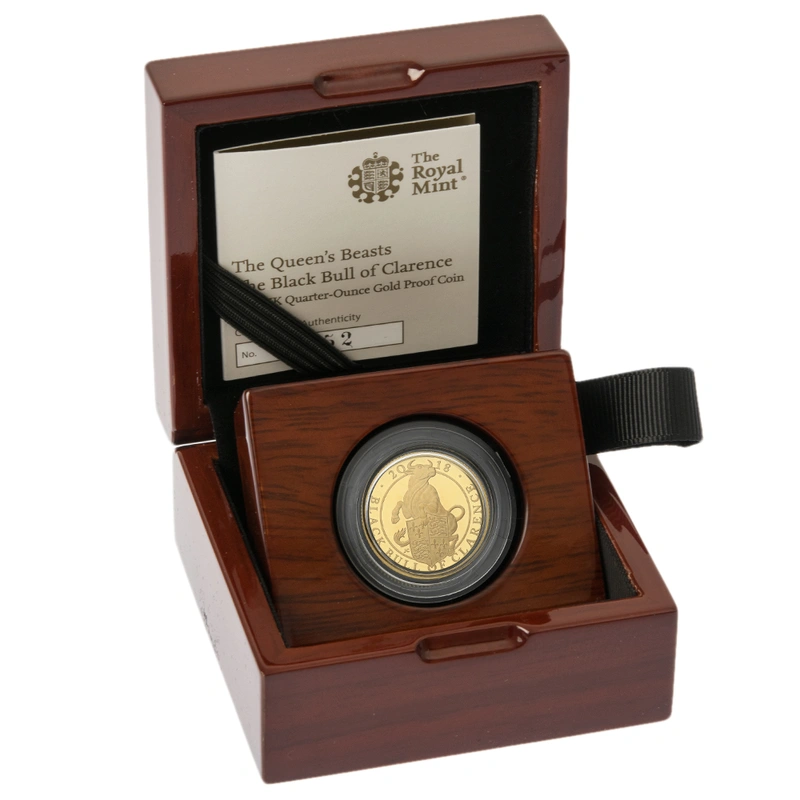 2018 1/4oz Proof Black Bull of Clarence Gold Coin Queen's Beasts Boxed