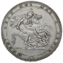 1818 Silver Crown Coin George III LIX Rare TUTAMEN Error