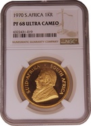 1970 Proof Krugerrand Gold Coin 1oz NGC PF68