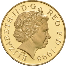 1998 Proof £5 Gold Crown Coin with £50 note Boxed
