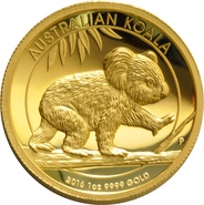 2016 High Relief Proof Australian Koala Gold Nugget Coin 1oz