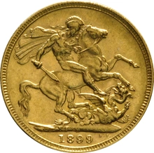 1899 Gold Sovereign Coin Queen Victoria Old Head Melbourne PCGS AU58