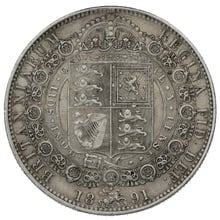 1891 Silver Half Crown Coin Queen Victoria Milled
