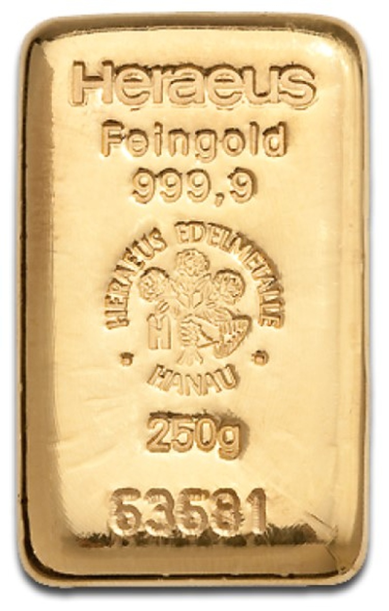 250g Gold Bar Heraeus