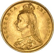 1892 Gold Half Sovereign Queen Victoria Jubilee Head Shield Back NGC MS63