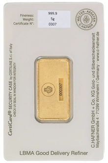 5g Gold Bar C. Hafner Minted