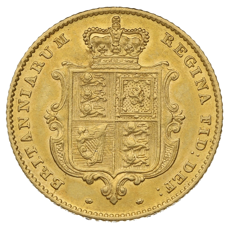 1842 Gold Half Sovereign Queen Victoria Young Head Shield Back