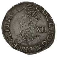1635-1636 Silver Shilling Coin Charles I Crown