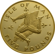 1981 Gold £5 Proof Coin Quintuple Sovereign Isle Of Man Triskelion Boxed