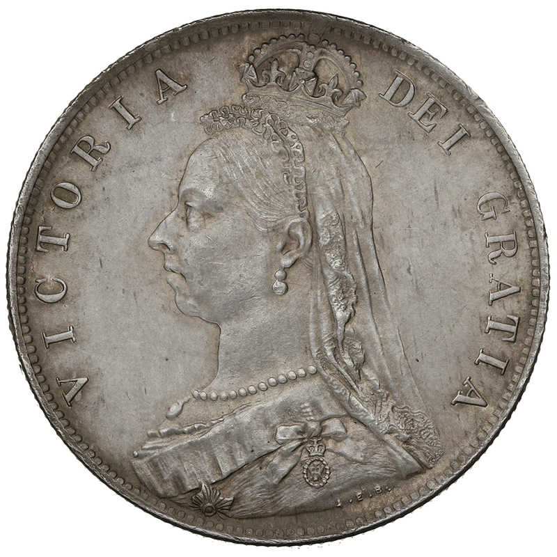 1892 Silver Half Crown Coin Queen Victoria