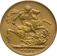 1898 Gold Sovereign Coin Queen Victoria Old Head