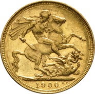 1900 Gold Sovereign Coin Queen Victoria Old Head Melbourne