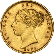 1878 Gold Half Sovereign Queen Victoria Young Head Shield Back NGC AU53