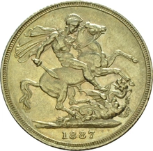 1887 Gold Sovereign Coin Queen Victoria Young Head Melbourne
