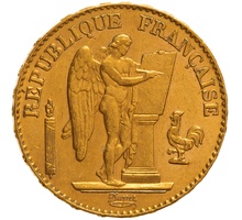 1897 French 20 Francs Gold Coin Guardian Angel A