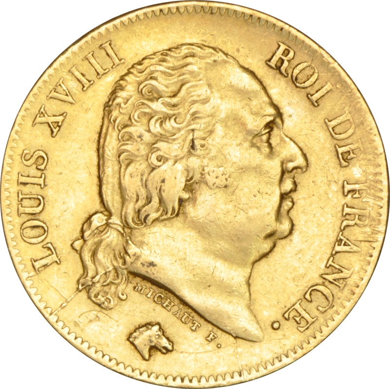 French 40 Francs Gold Coin Louis XVIII 1816-1824