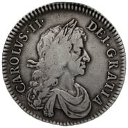 1672 Silver Half Crown Coin Charles II Milled