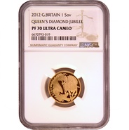 2012 Proof Gold Sovereign Coin Elizabeth II Fourth Head NGC PF70