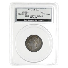 1839 Silver Shilling Coin CGS EF65