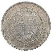 1893 Silver Half Crown Coin Queen Victoria