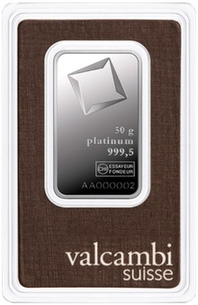 50g Platinum Bar Valcambi Minted