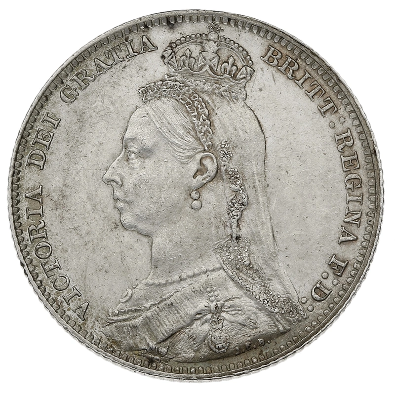 1891 Silver Shilling Coin Queen Victoria