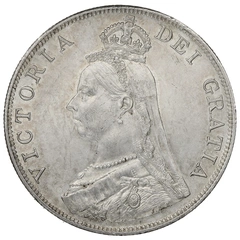 1889 Double Florin Silver Coin Queen Victoria Inverted 1 in VICTORIA