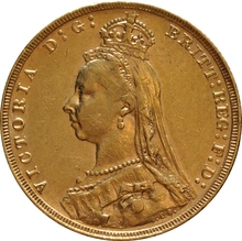 1892 Gold Sovereign Coin Queen Victoria Jubilee Head PCGS AU58