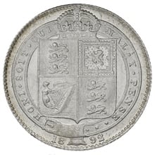 1892 Silver Shilling Coin Queen Victoria