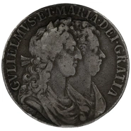 1689 Silver Half Crown Coin William & Mary